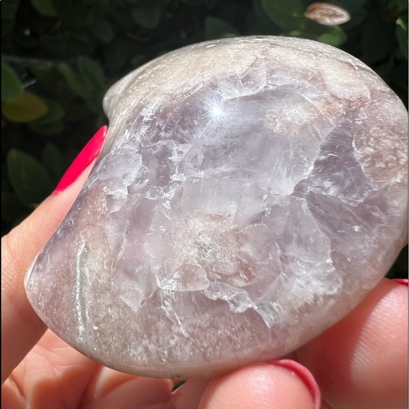 Amethyst Flower Agate Moon Carving - Picture 7 of 9